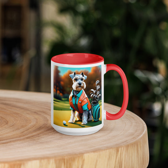 Miniature Schnauzer Golfer- Mug with Color Inside v2