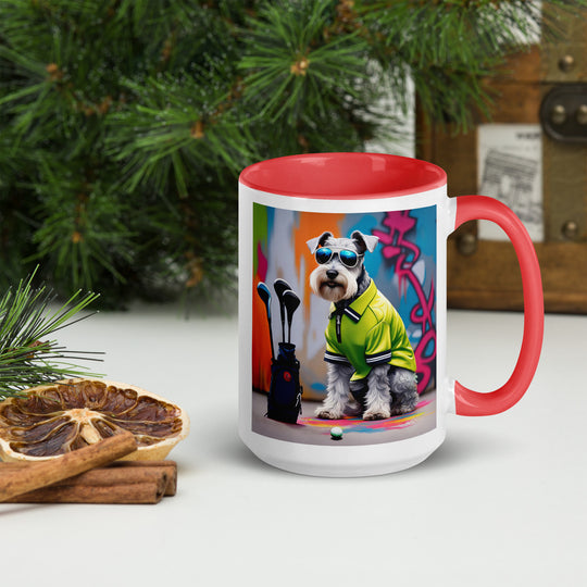 Miniature Schnauzer Golfer- Mug with Color Inside v3