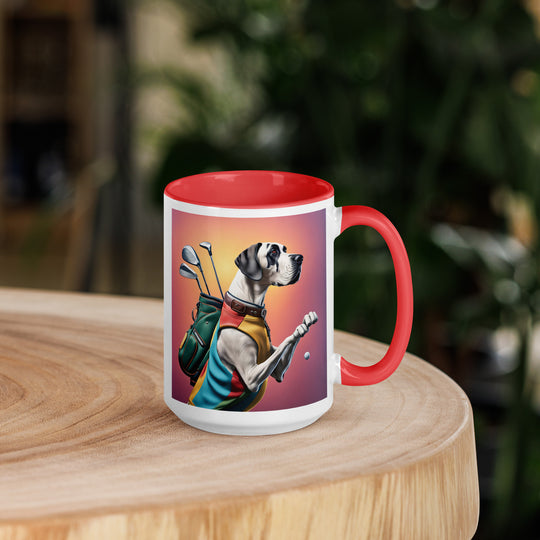 Great Dane Golfer- Mug with Color Inside