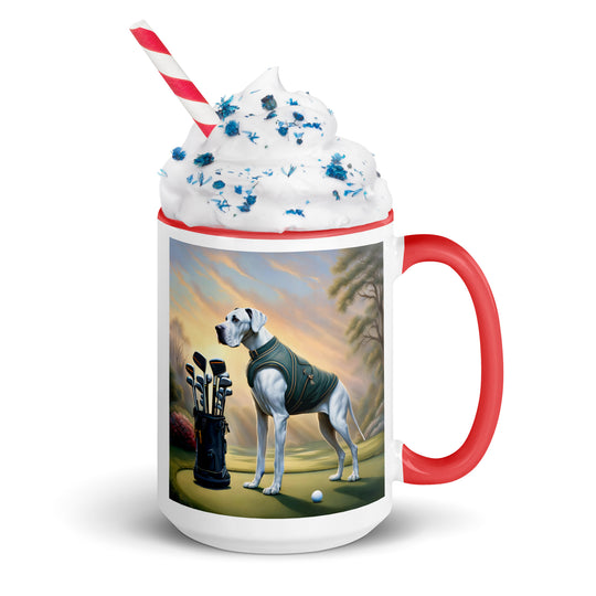 Great Dane Golfer- Mug with Color Inside v3