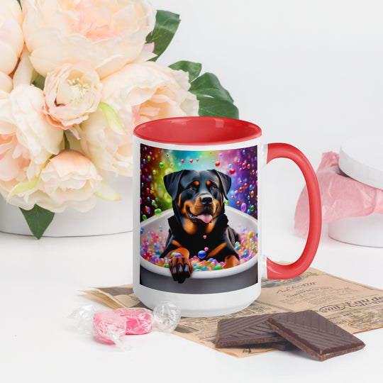 Rottweiler Romantic- Mug with Color Inside v3