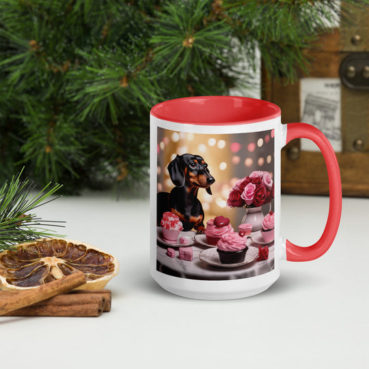 Dachshund Romantic- Mug with Color Inside v2