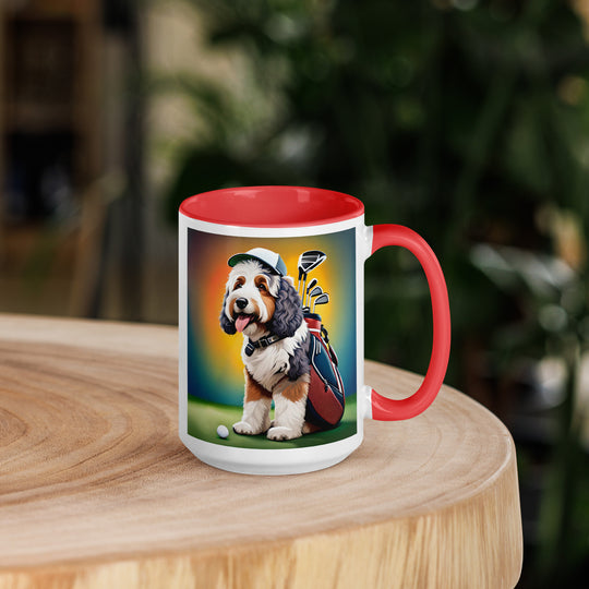 Bernedoodle Golfer- Mug with Color Inside v6