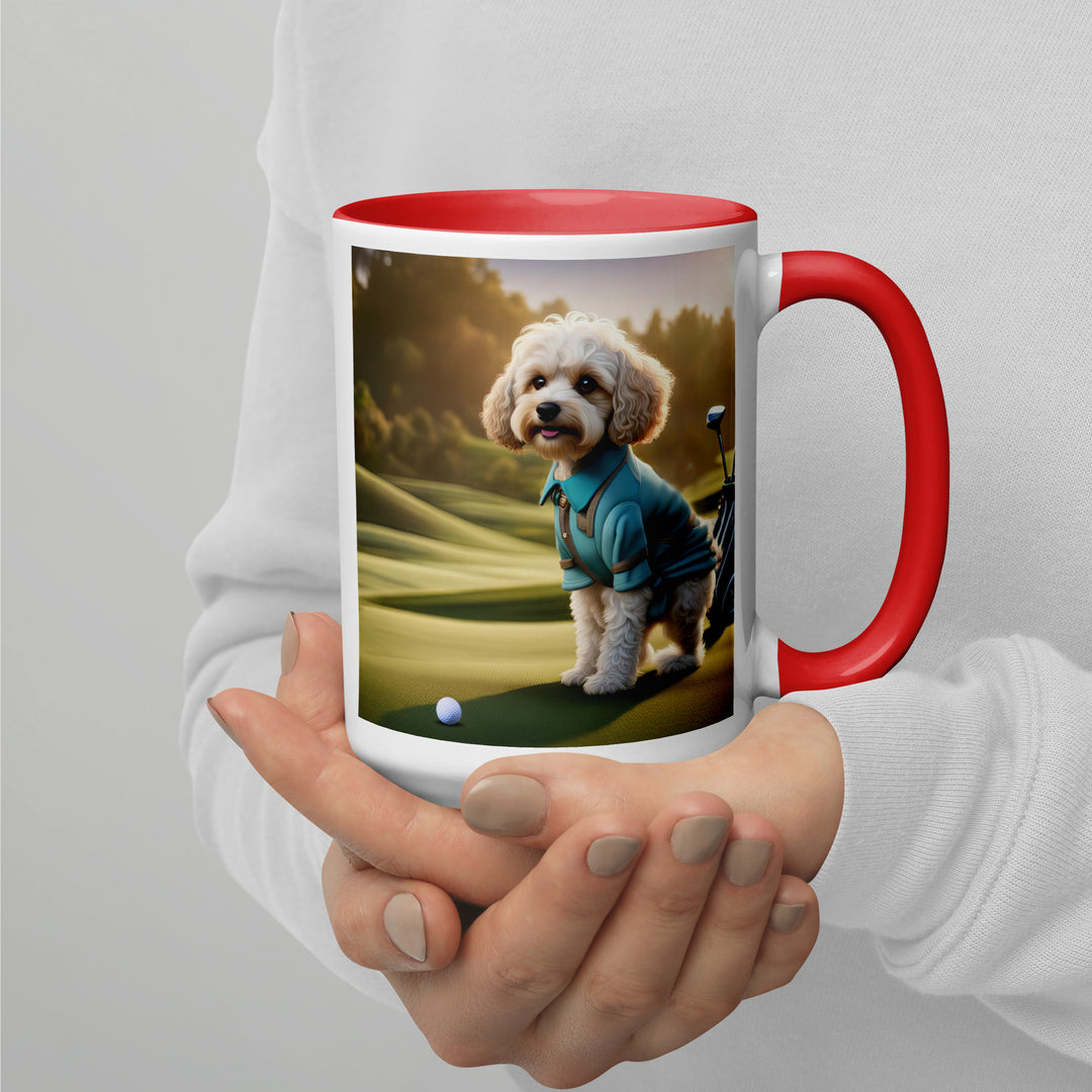 Cavapoo Golfer- Mug with Color Inside v4