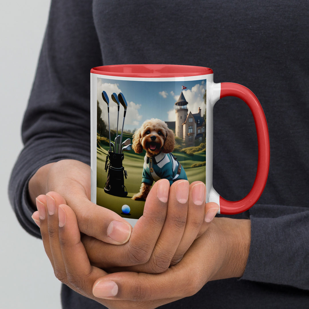Cavapoo Golfer- Mug with Color Inside v6