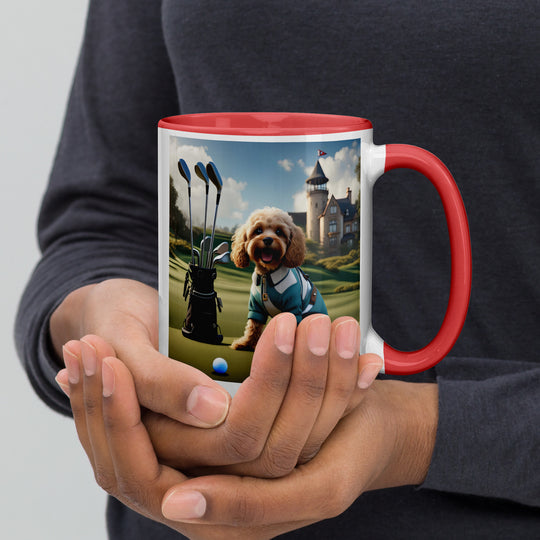 Cavapoo Golfer- Mug with Color Inside v6