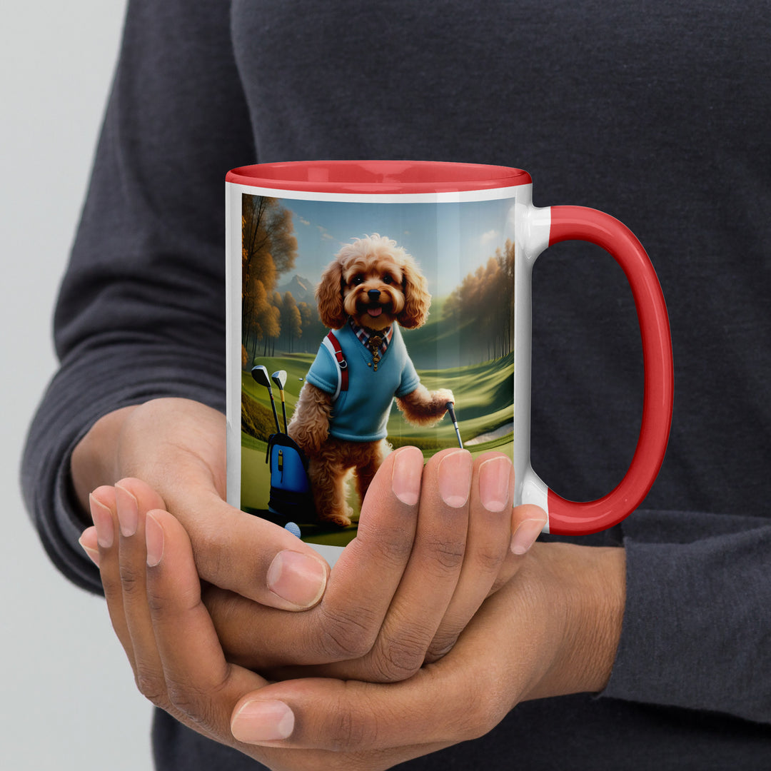 Cavapoo Golfer- Mug with Color Inside v7