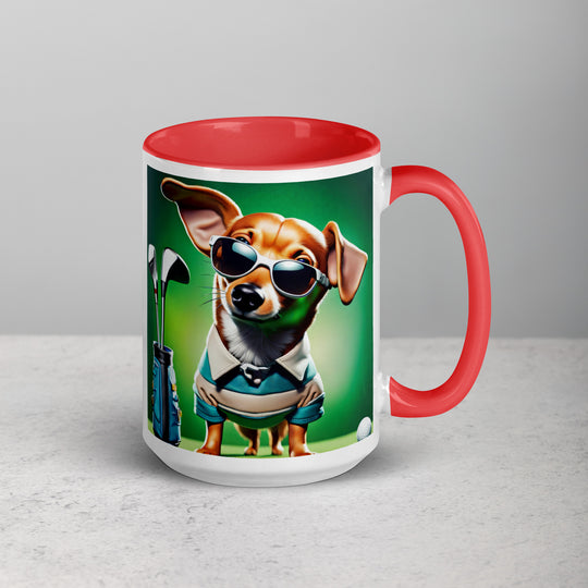 Chiweenie Golfer- Mug with Color Inside v6