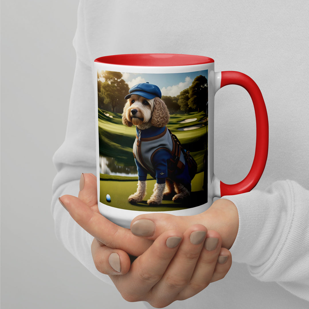 Cockapoo Golfer- Mug with Color Inside v9