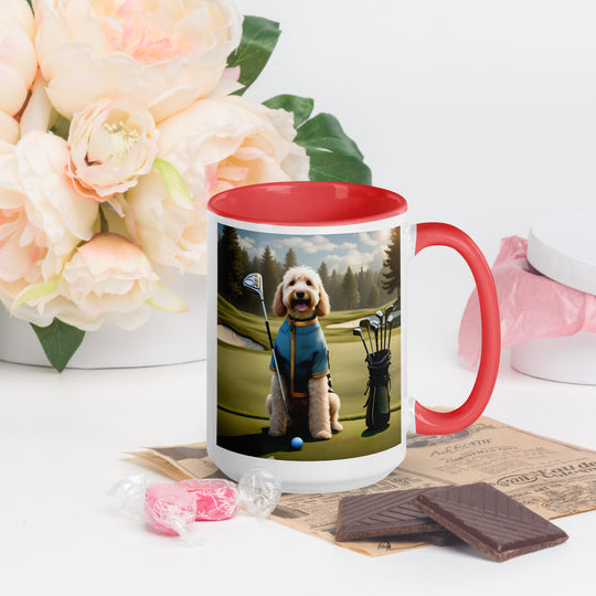 Goldendoodle Golfer- Mug with Color Inside v3