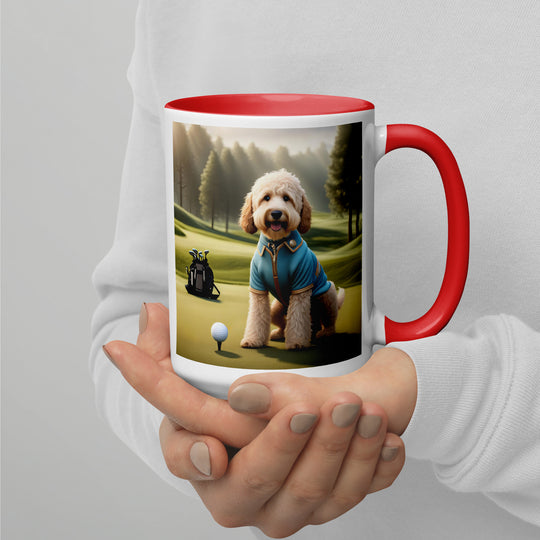 Goldendoodle Golfer- Mug with Color Inside v6