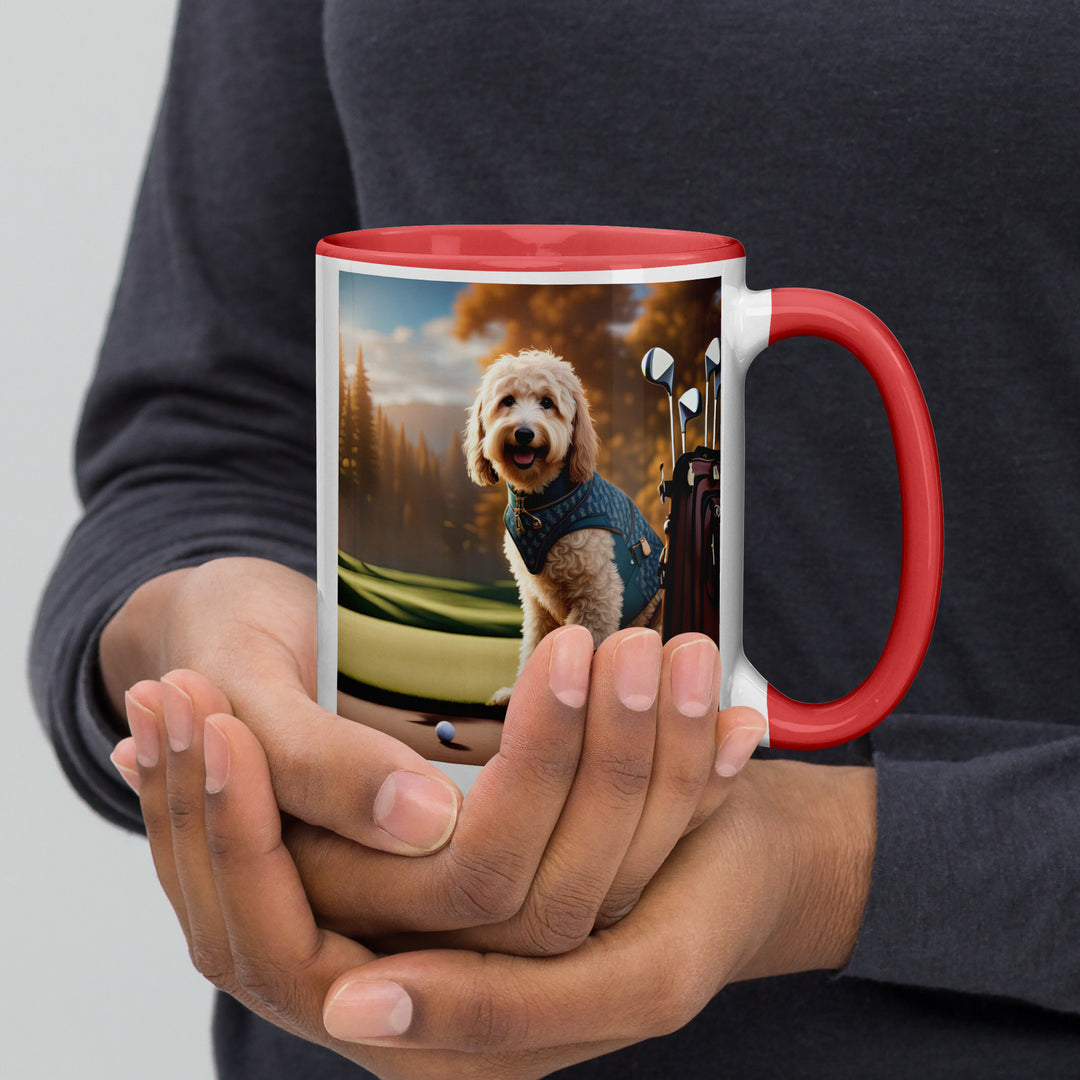 Goldendoodle Golfer- Mug with Color Inside v4