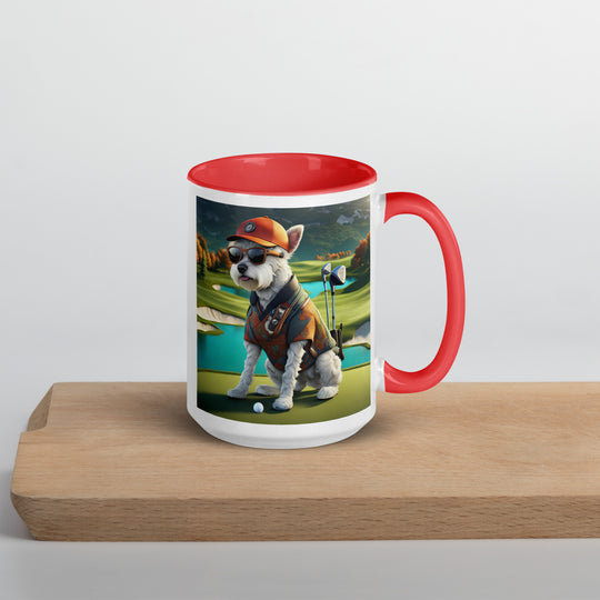 Pekapoo Golfer- Mug with Color Inside v13