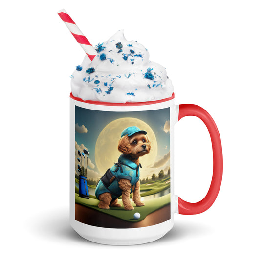 Pekapoo Golfer- Mug with Color Inside v9