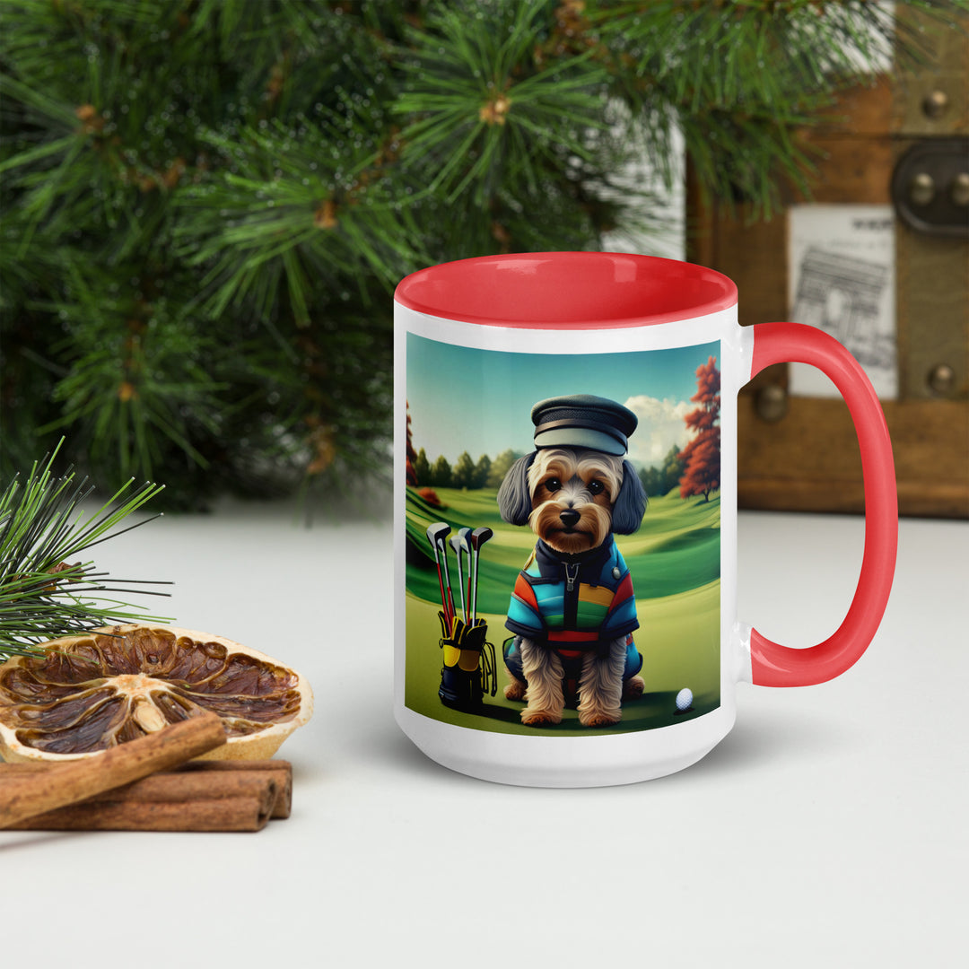 Yorkipoo Golfer- Mug with Color Inside v5