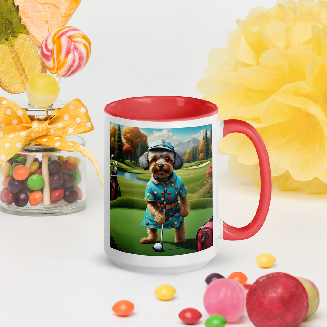 Yorkipoo Golfer- Mug with Color Inside v8