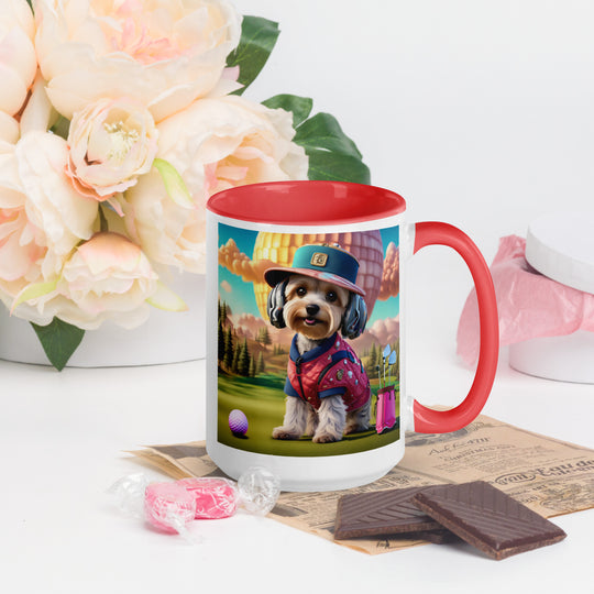 Yorkipoo Golfer- Mug with Color Inside v9