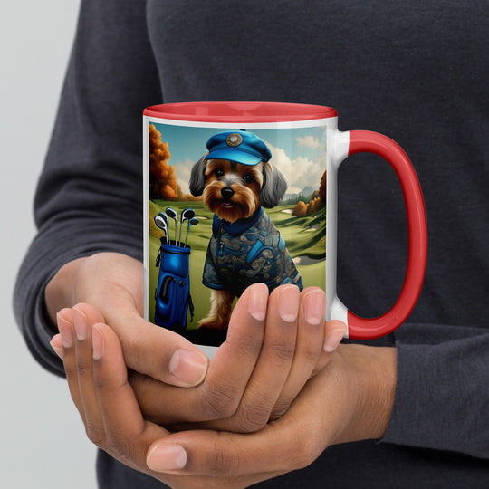 Yorkipoo Golfer- Mug with Color Inside v10