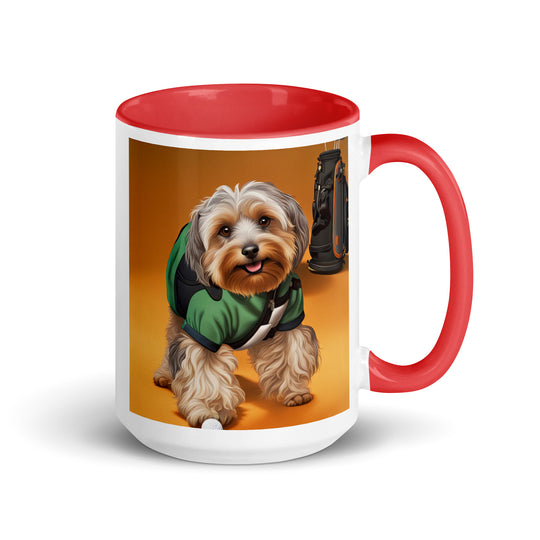 Yorkipoo Golfer- Mug with Color Inside v11