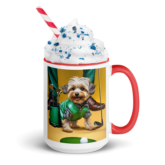 Yorkipoo Golfer- Mug with Color Inside v12