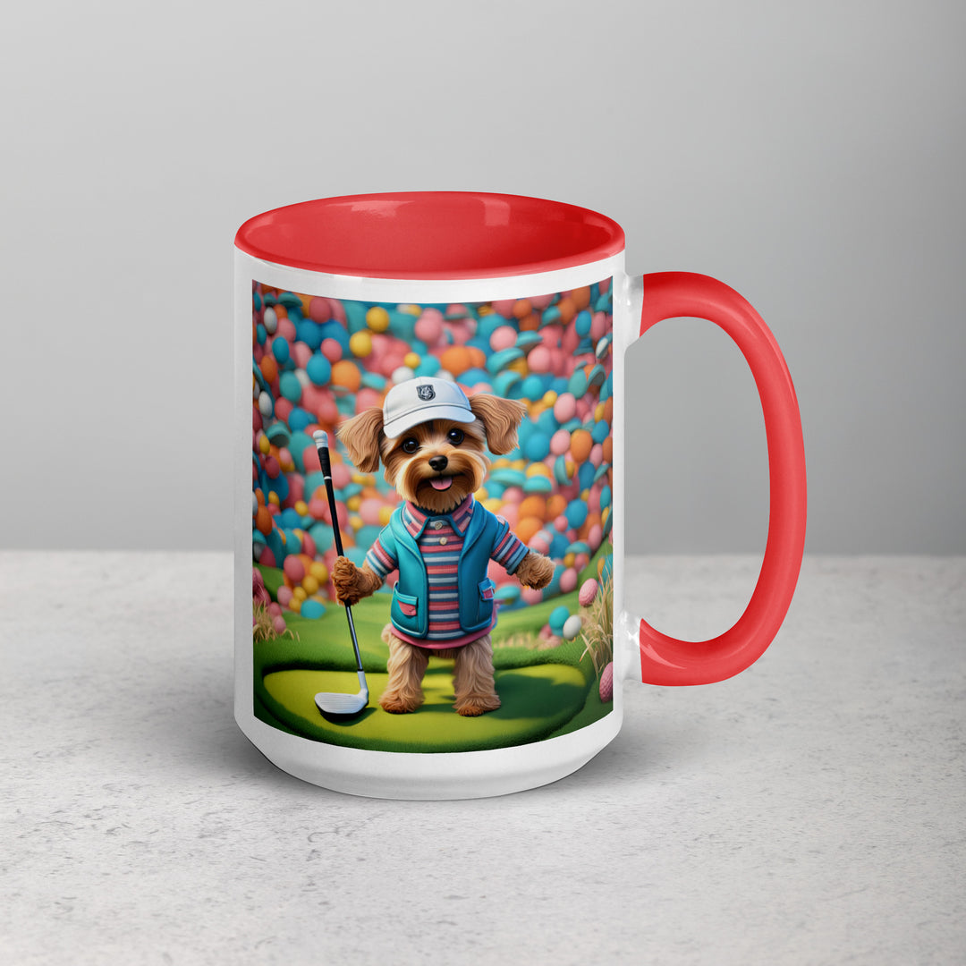 Yorkipoo Golfer- Mug with Color Inside v14