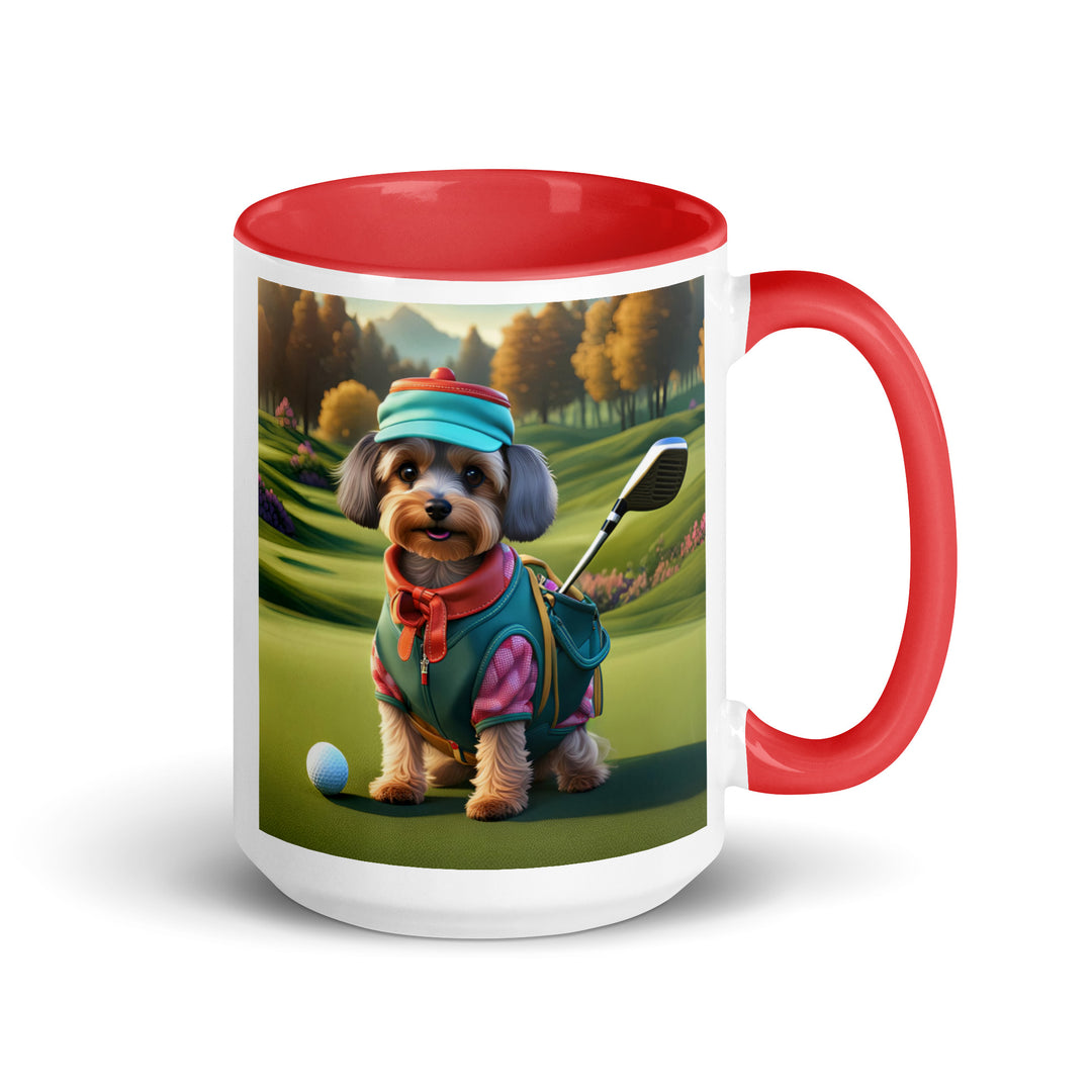 Yorkipoo Golfer- Mug with Color Inside v15