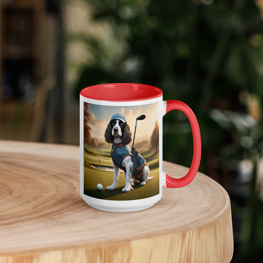 Sprocker Spaniel Golfer- Mug with Color Inside