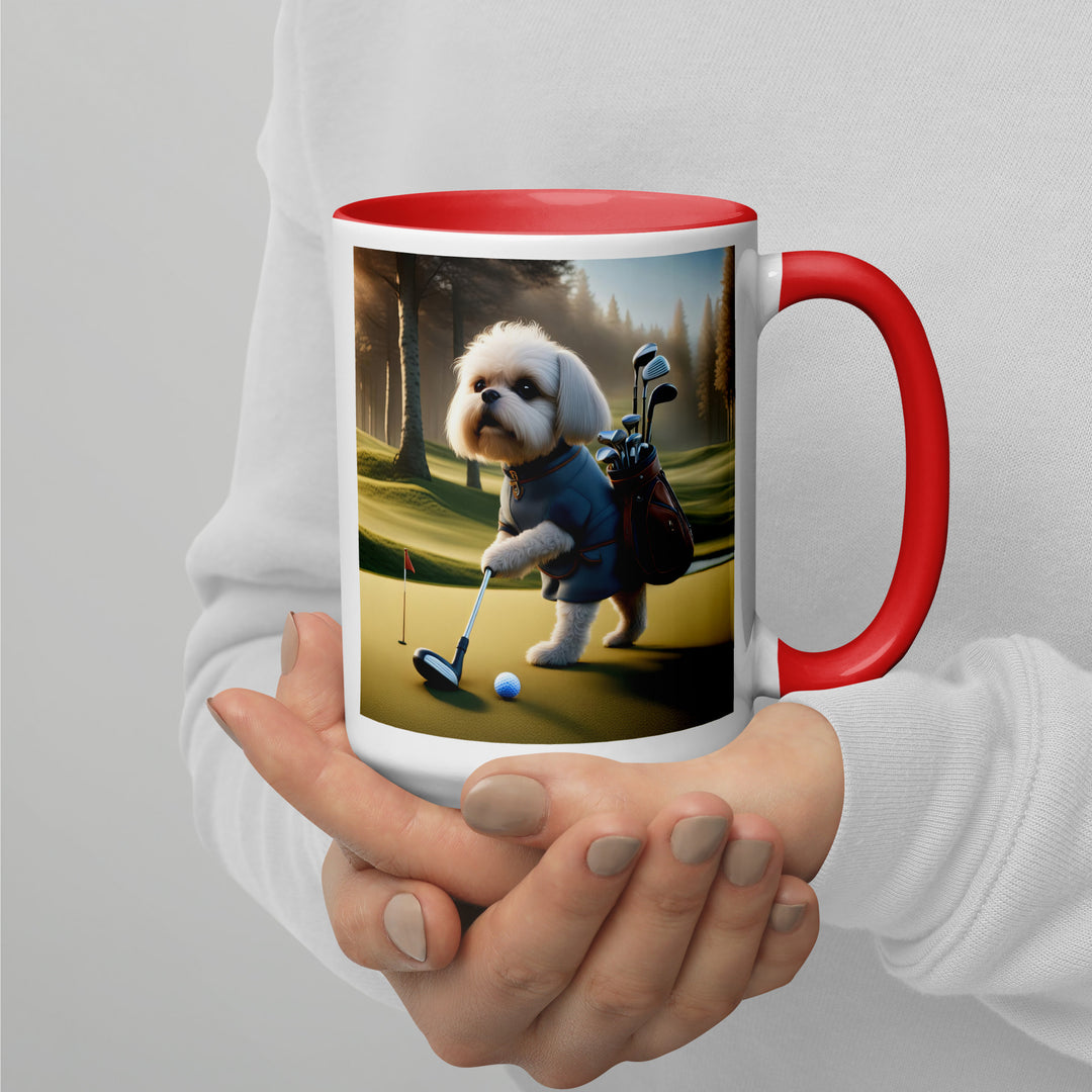 Pugapoo Golfer- Mug with Color Inside v3