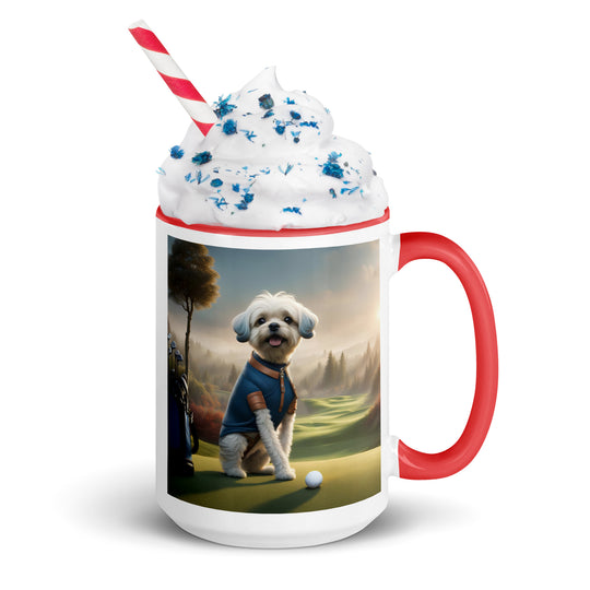 Pugapoo Golfer- Mug with Color Inside v7