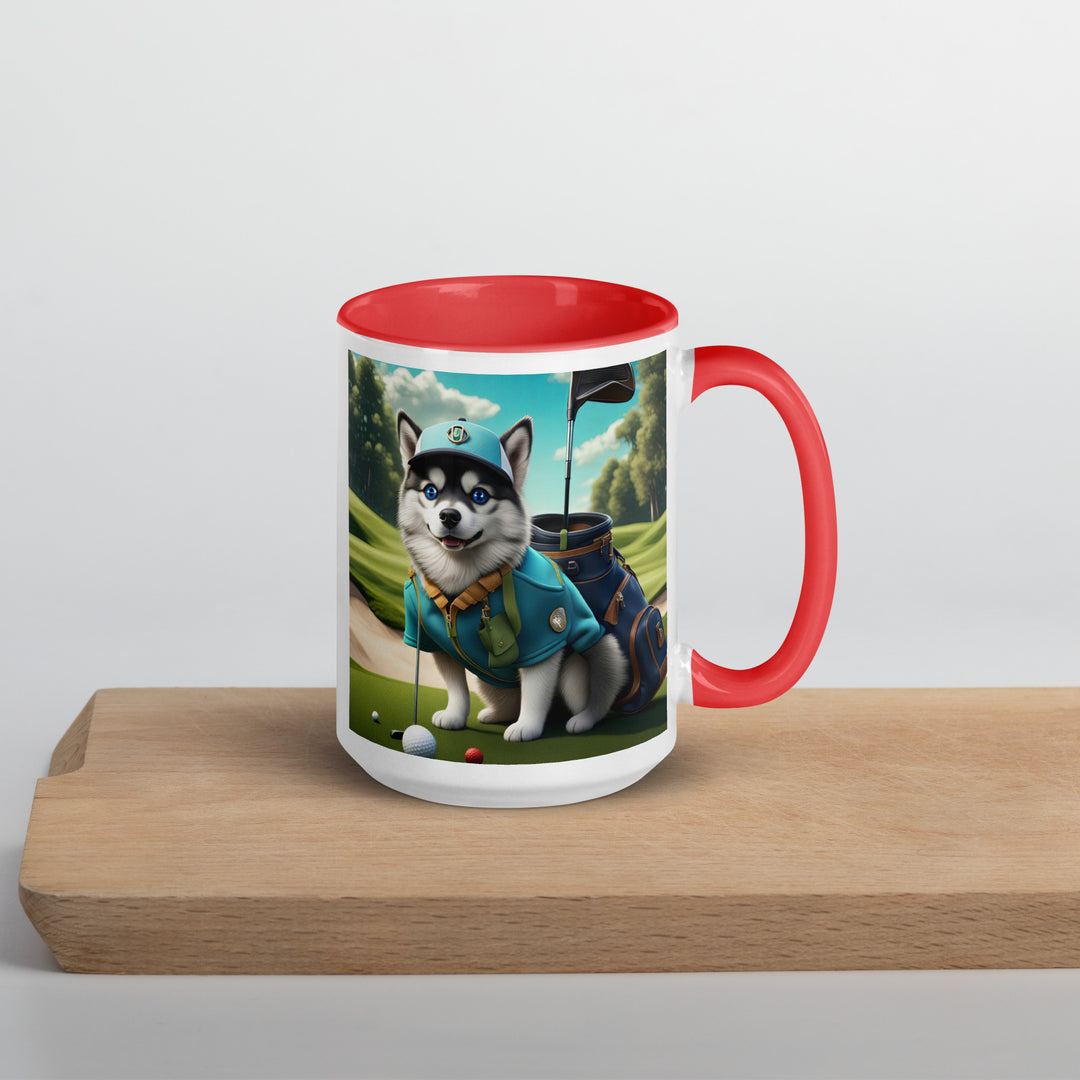 Pomsky Golfer- Mug with Color Inside