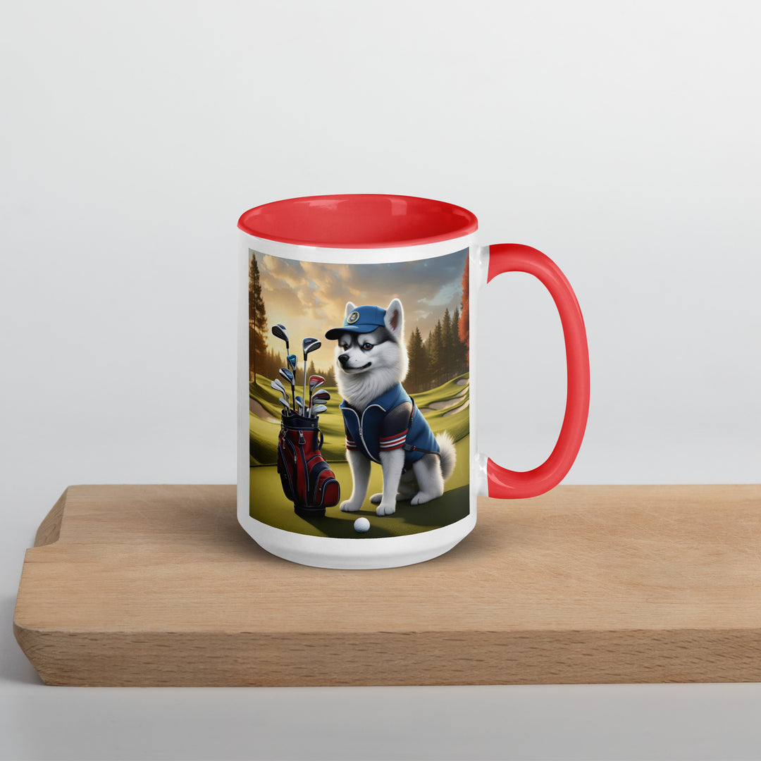 Pomsky Golfer- Mug with Color Inside v4