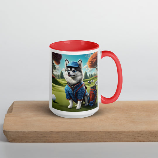 Pomsky Golfer- Mug with Color Inside v5