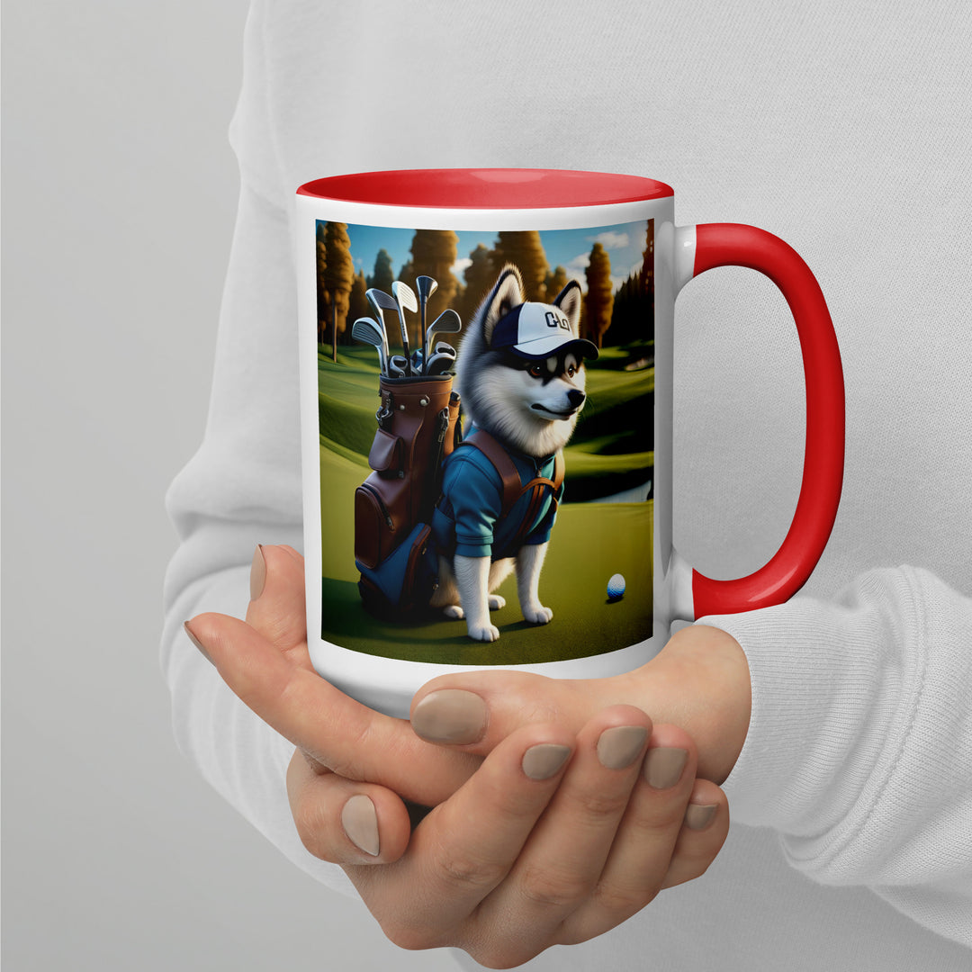 Pomsky Golfer- Mug with Color Inside v10