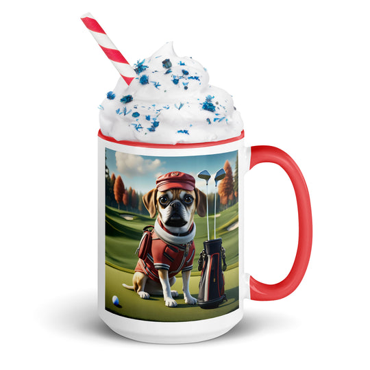 Puggle Golfer- Mug with Color Inside v6