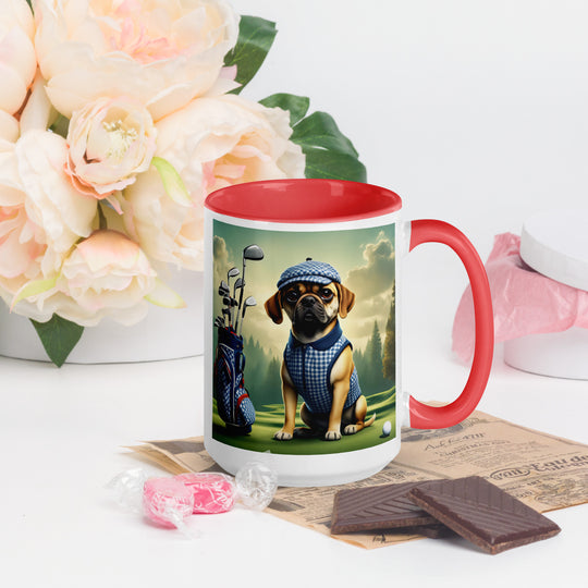 Puggle Golfer- Mug with Color Inside v7