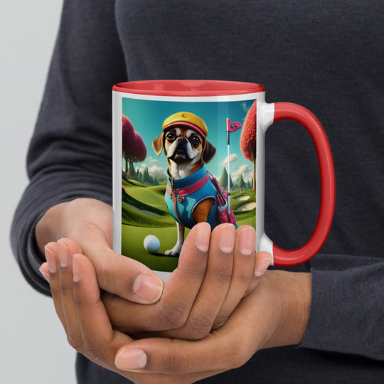 Puggle Golfer- Mug with Color Inside v8