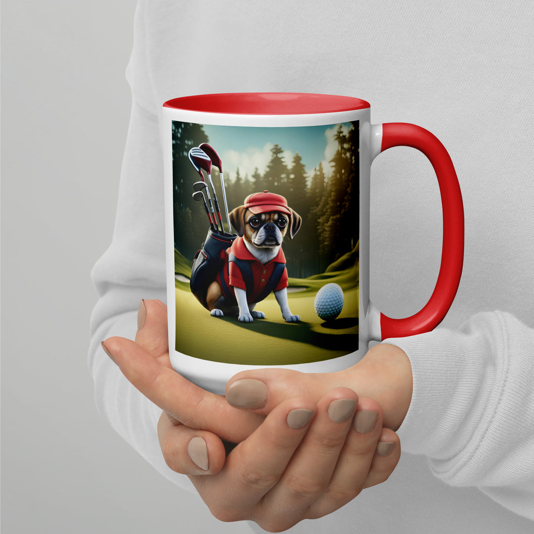 Puggle Golfer- Mug with Color Inside v9