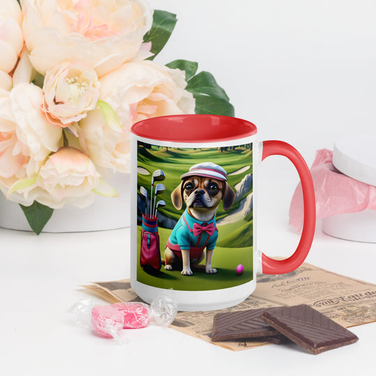 Puggle Golfer- Mug with Color Inside v10