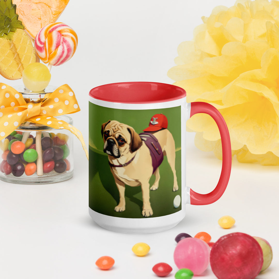 Puggle Golfer- Mug with Color Inside v12