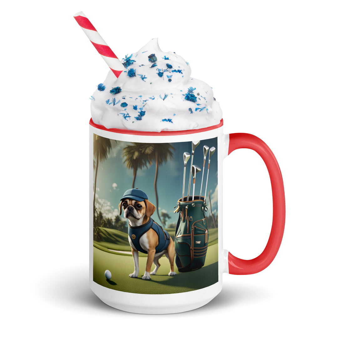 Puggle Golfer- Mug with Color Inside v13