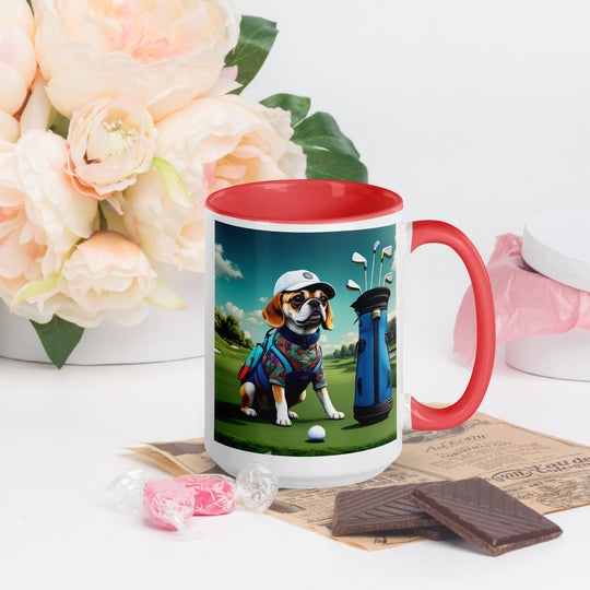 Puggle Golfer- Mug with Color Inside v17