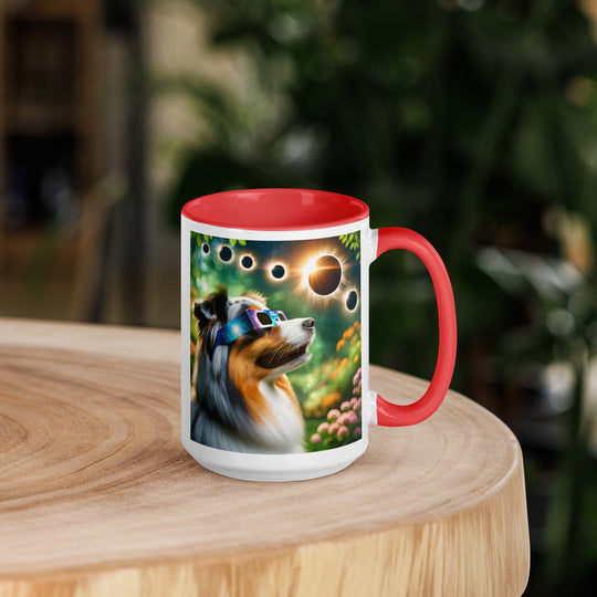 Australian Shepherd Eclipse- Mug with Color Inside v2