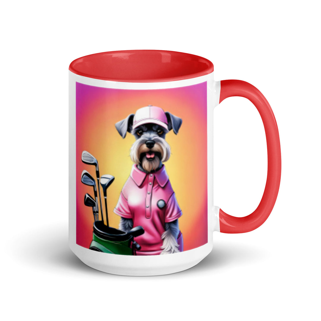 Miniature Schnauzer Golfer- Mug with Color Inside v4