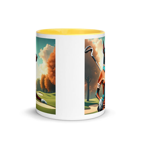 Doberman Pinscher Golfer- Mug with Color Inside