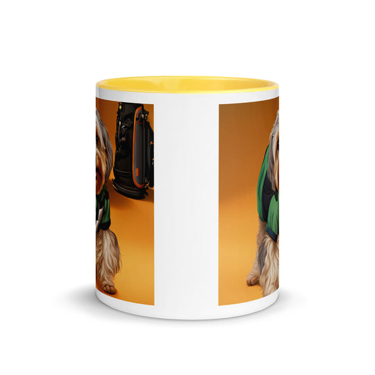 Yorkipoo Golfer- Mug with Color Inside v11