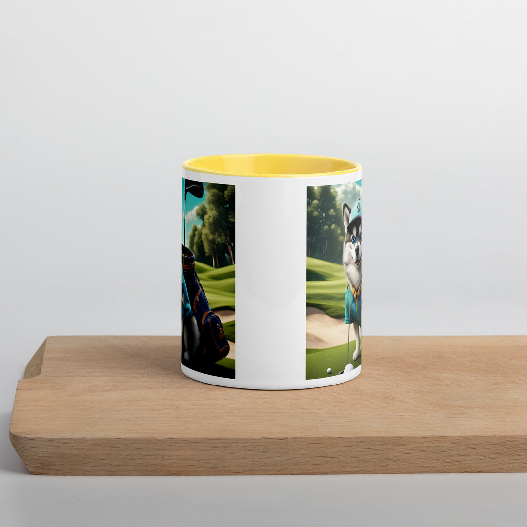 Pomsky Golfer- Mug with Color Inside