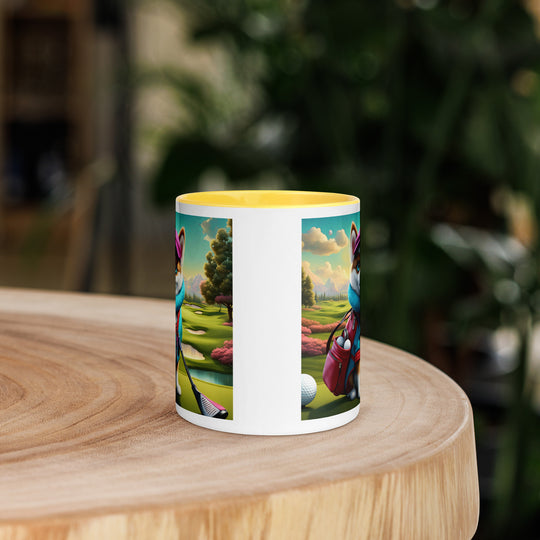 Pomsky Golfer- Mug with Color Inside v2