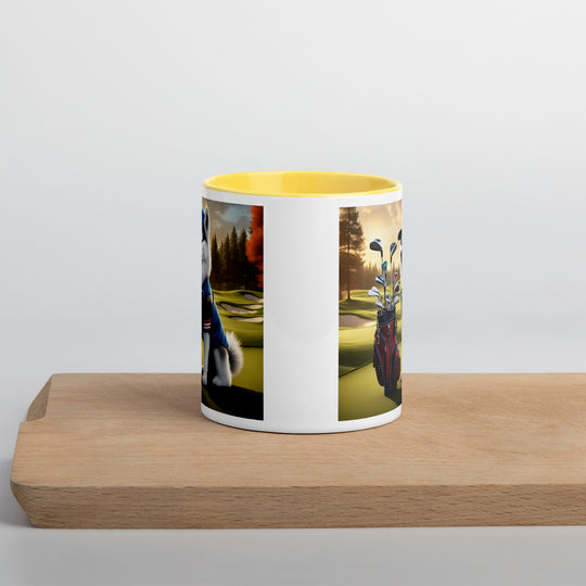 Pomsky Golfer- Mug with Color Inside v4