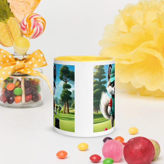 Pomsky Golfer- Mug with Color Inside v11