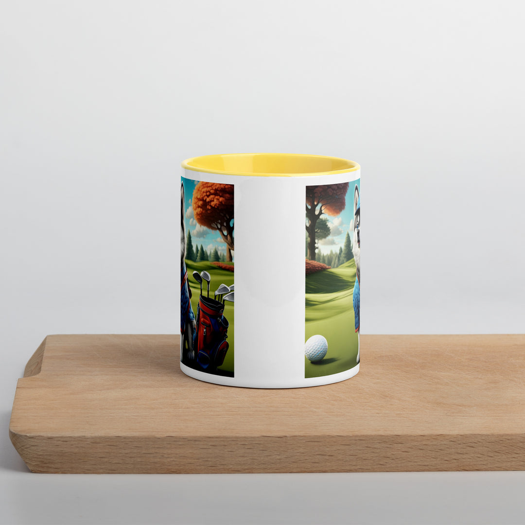 Pomsky Golfer- Mug with Color Inside v5